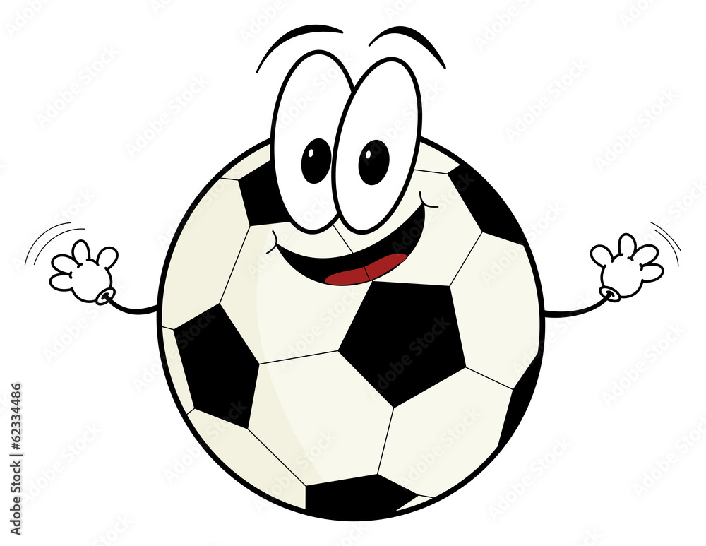 Fototapeta premium Happy cartoon soccer ball character