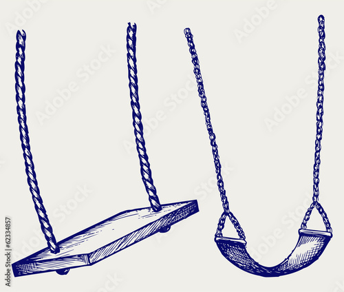 Garden swing hanging. Doodle style
