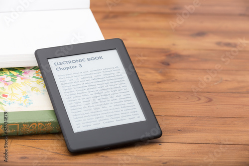 E-book reader with copy space photo