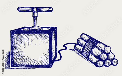 Dynamite bomb with timer. Doodle style