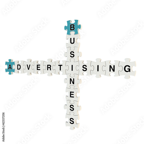 Business advertising 3d puzzle on white background