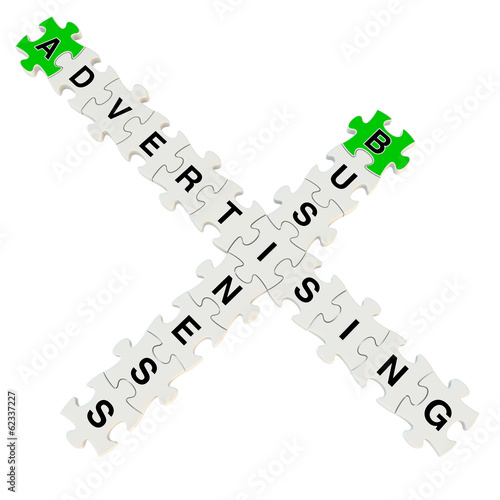 Business advertising 3d puzzle on white background