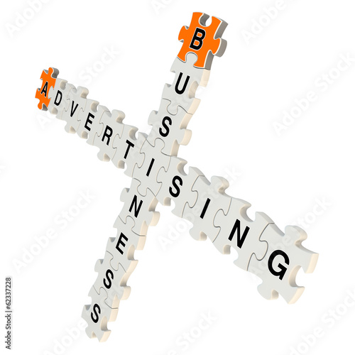 Business advertising 3d puzzle on white background