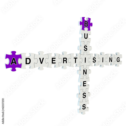 Business advertising 3d puzzle on white background