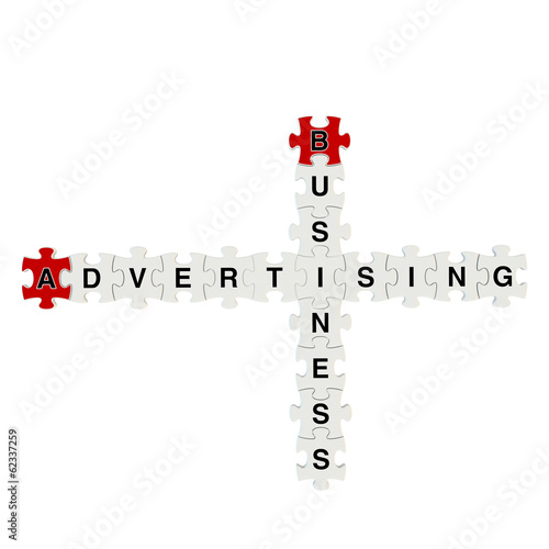 Business advertising 3d puzzle on white background