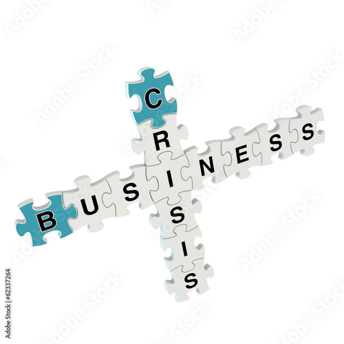 Business crisis 3d puzzle on white background