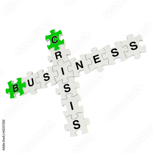Business crisis 3d puzzle on white background