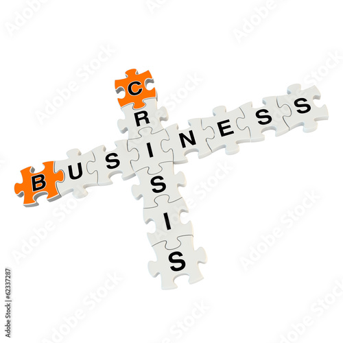 Business crisis 3d puzzle on white background