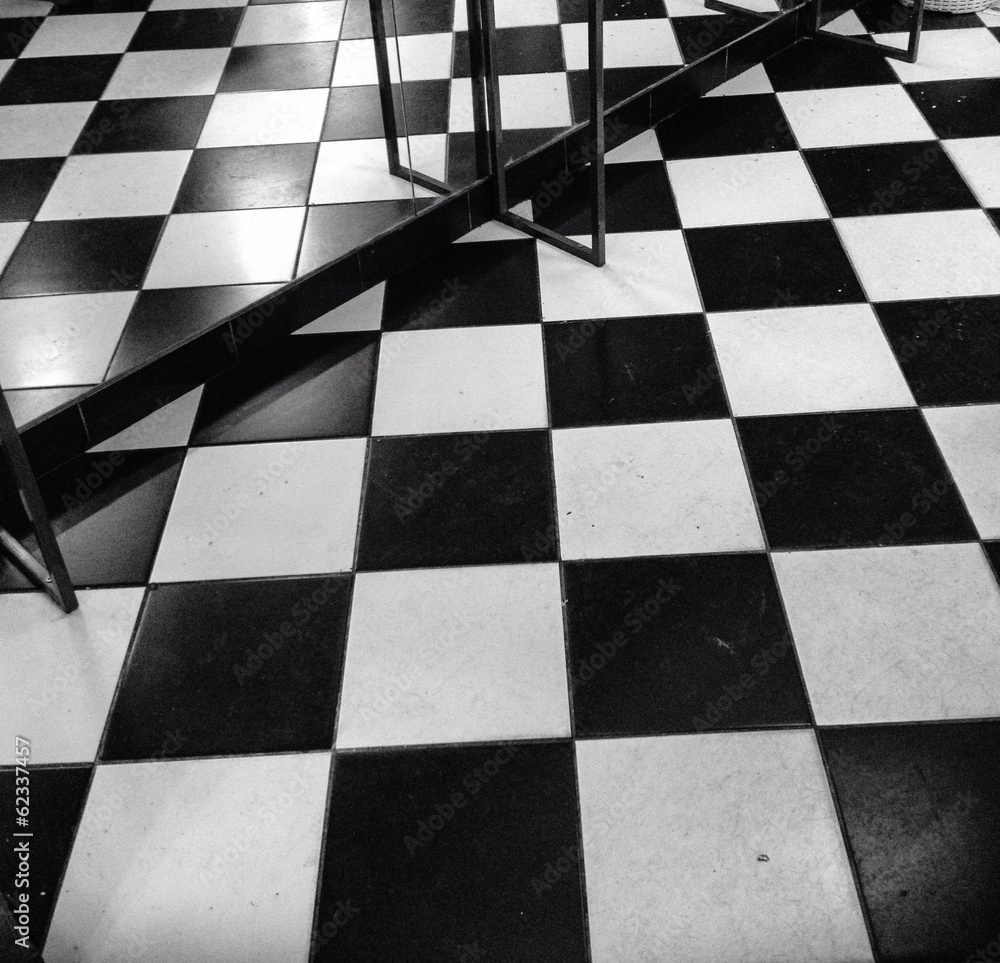 Black & white checkered floor Stock Photo | Adobe Stock