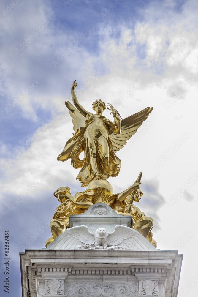 Empress Victoria Monument, golden statue of victory, London UK