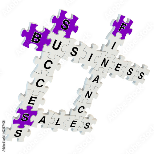 Success sales 3d puzzle on white background