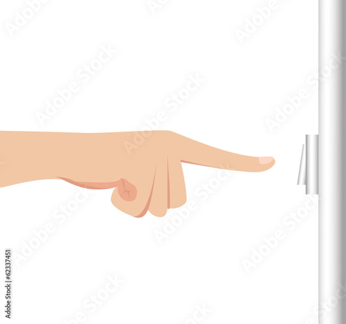 Female hand pressing electronic switch