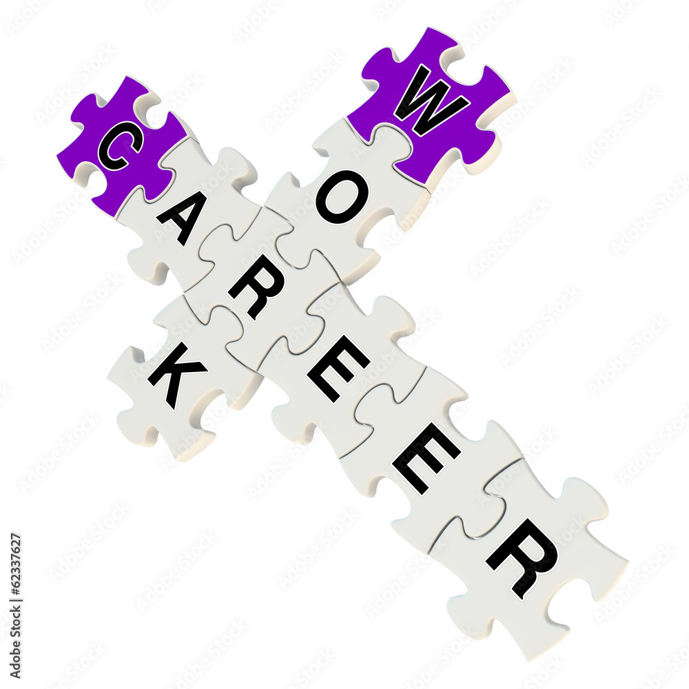 Work career 3d puzzle on white background Work career 3d puzzle on white background