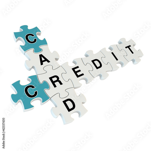 Credit card 3d puzzle on white background