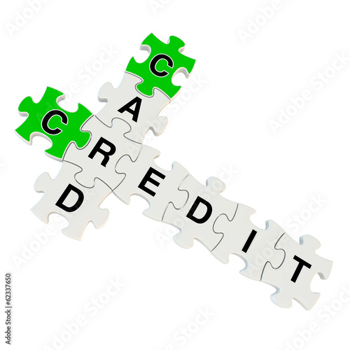 Credit card 3d puzzle on white background