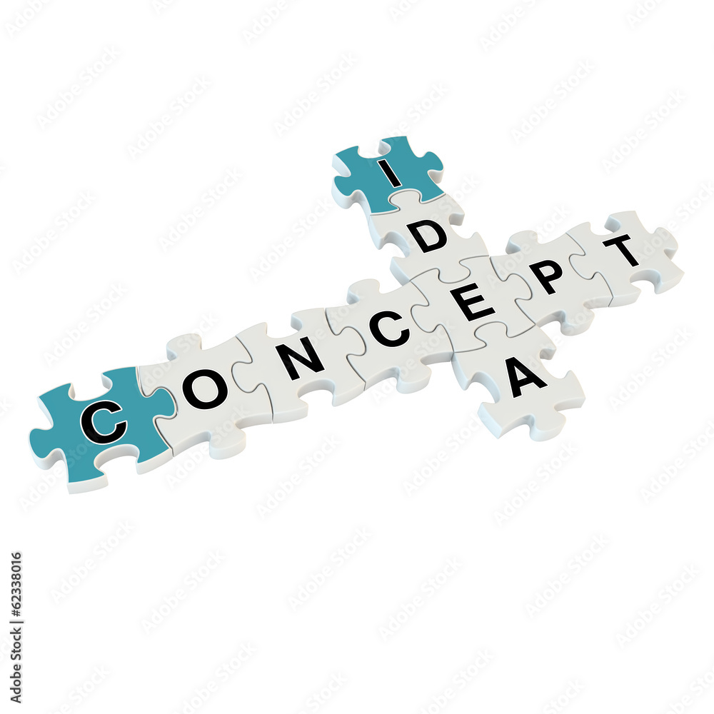 Concept idea 3d puzzle on white background Concept idea 3d puzzle on white background