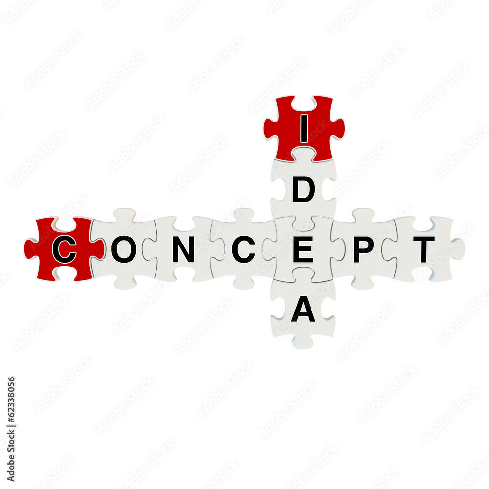 Concept idea 3d puzzle on white background Concept idea 3d puzzle on white background
