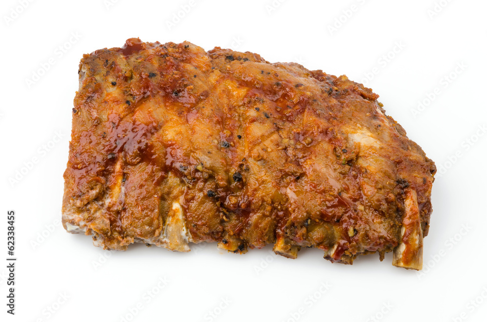 Ribs bbq pork isolated white background Ribs bbq pork isolated white background