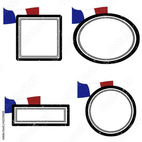 Set of grunge rubber stamps with the flag of France