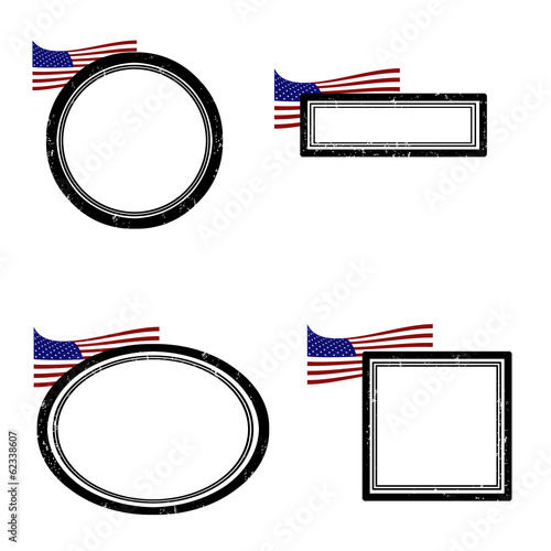 Set of grunge rubber stamps with the flag of USA