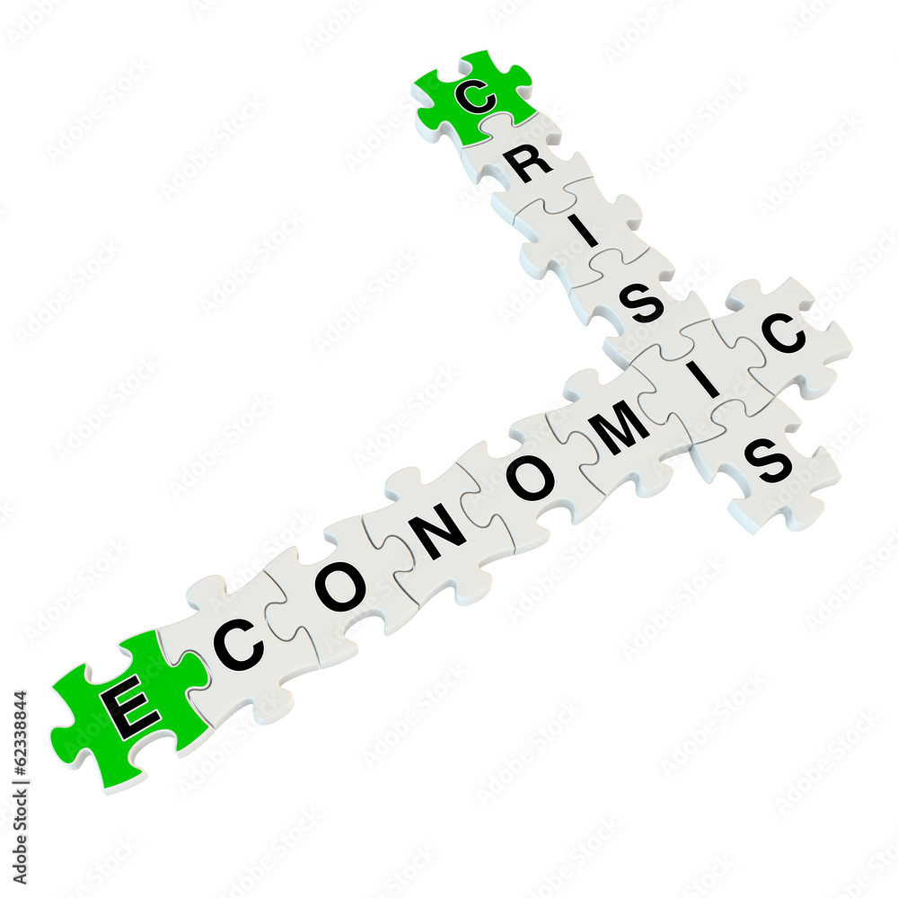 Crisis economic 3d puzzle on white background Crisis economic 3d puzzle on white background