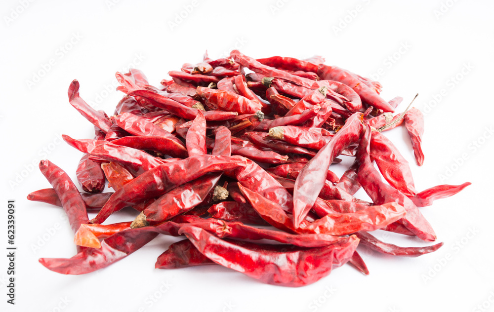 Dried chili on a white blackground Dried chili on a white blackground