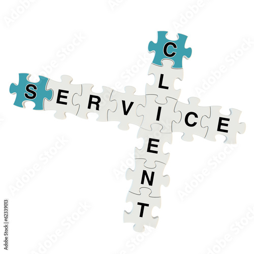 Client service 3d puzzle on white background