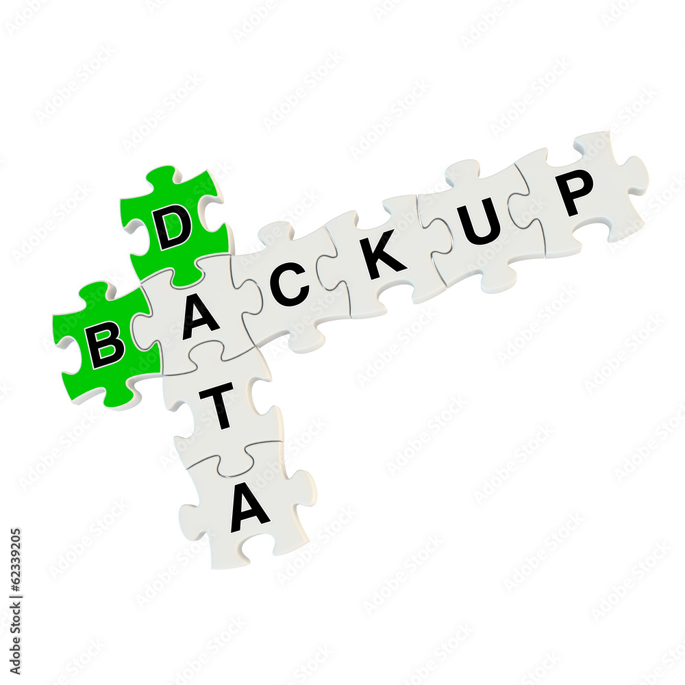 Data backup 3d puzzle on white background Data backup 3d puzzle on white background