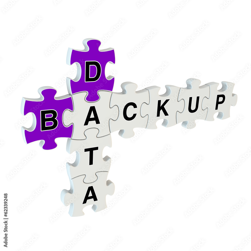 Data backup 3d puzzle on white background Data backup 3d puzzle on white background