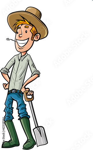 Cartoon Farmer with hat and spade