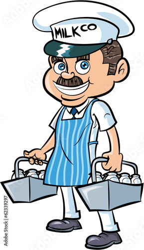 Cartoon Milkman delivering milk