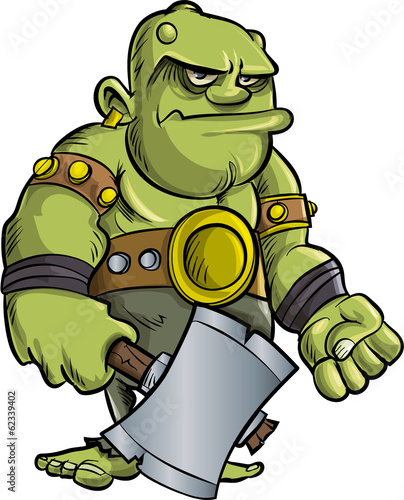 Cartoon ogre with a big axe photo