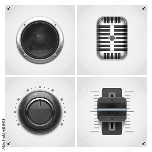 audio and music tools vector icons