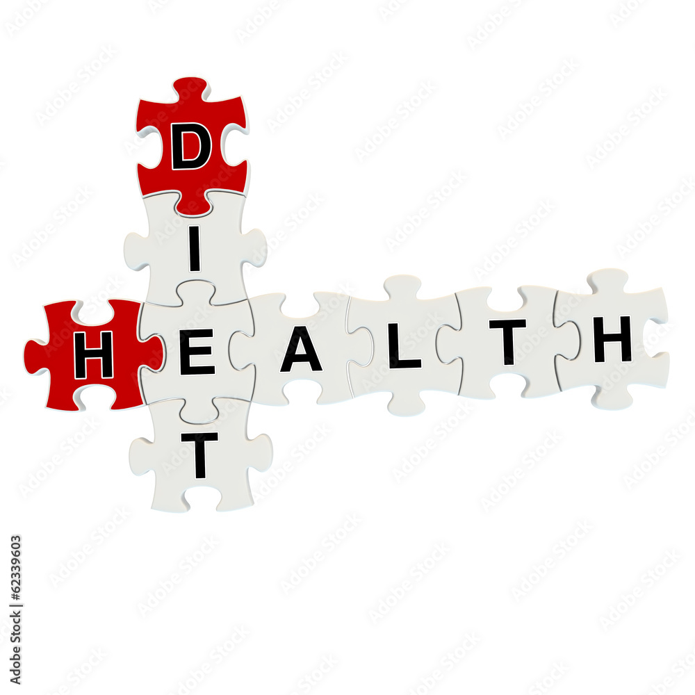 Diet health 3d puzzle on white background Diet health 3d puzzle on white background