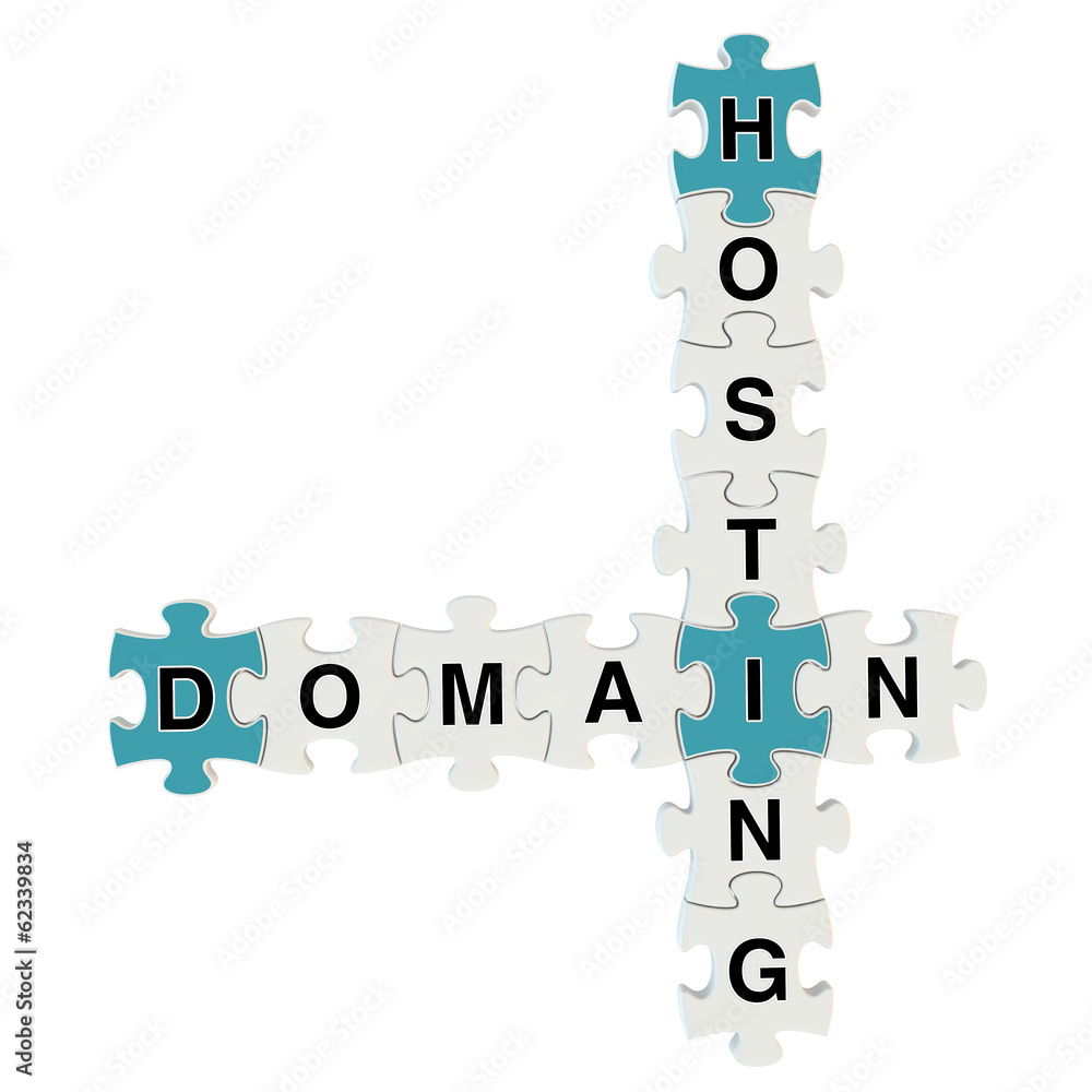 Domain hosting 3d puzzle on white background Domain hosting 3d puzzle on white background