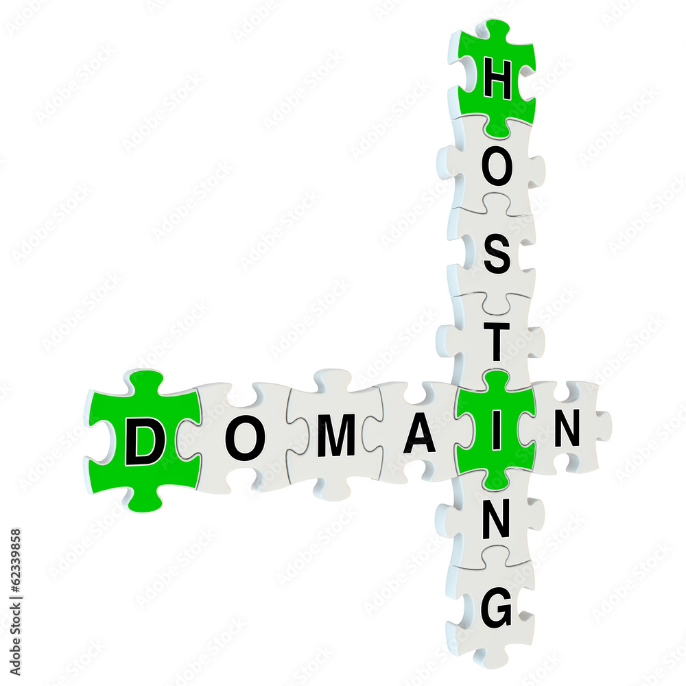 Domain hosting 3d puzzle on white background Domain hosting 3d puzzle on white background