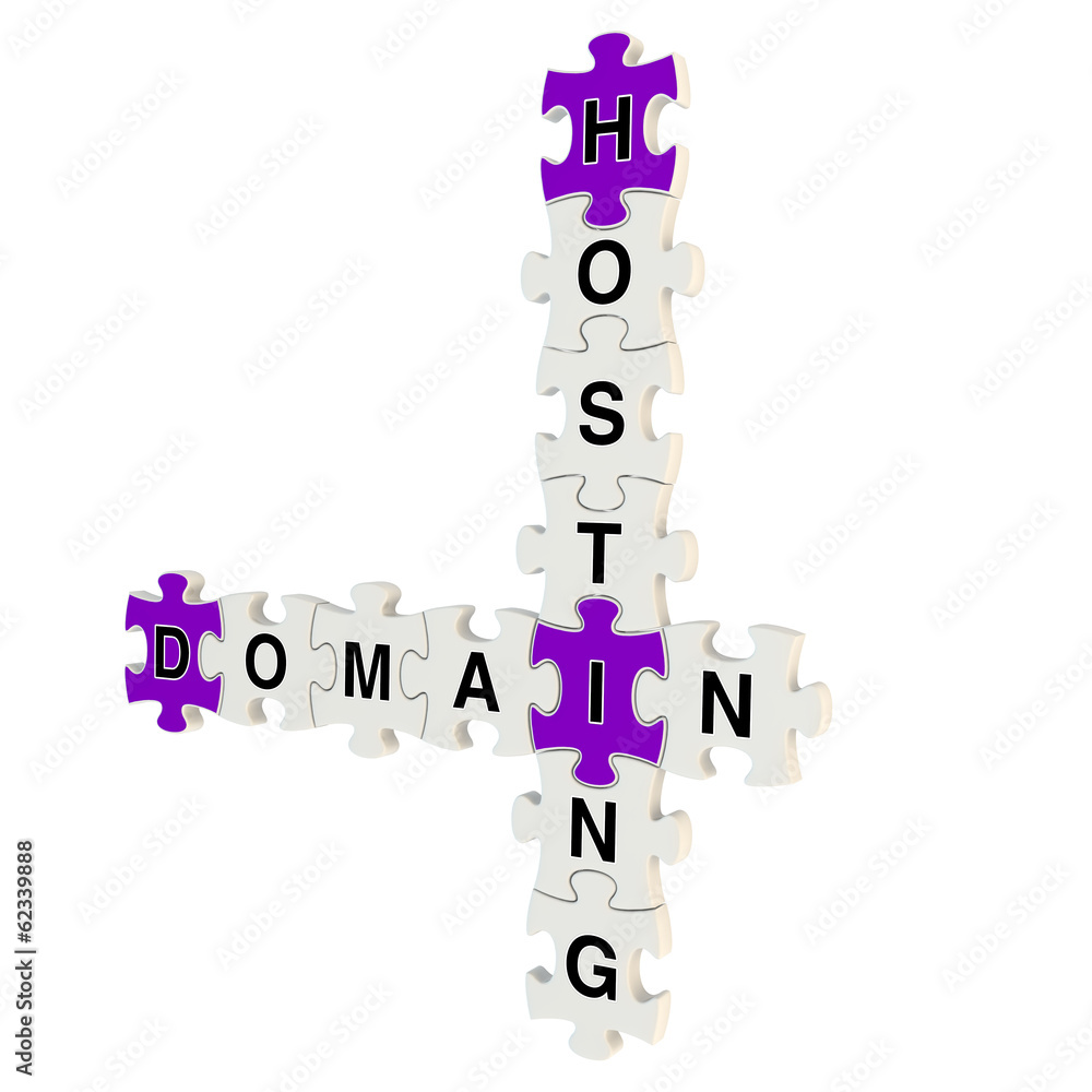 Domain hosting 3d puzzle on white background Domain hosting 3d puzzle on white background