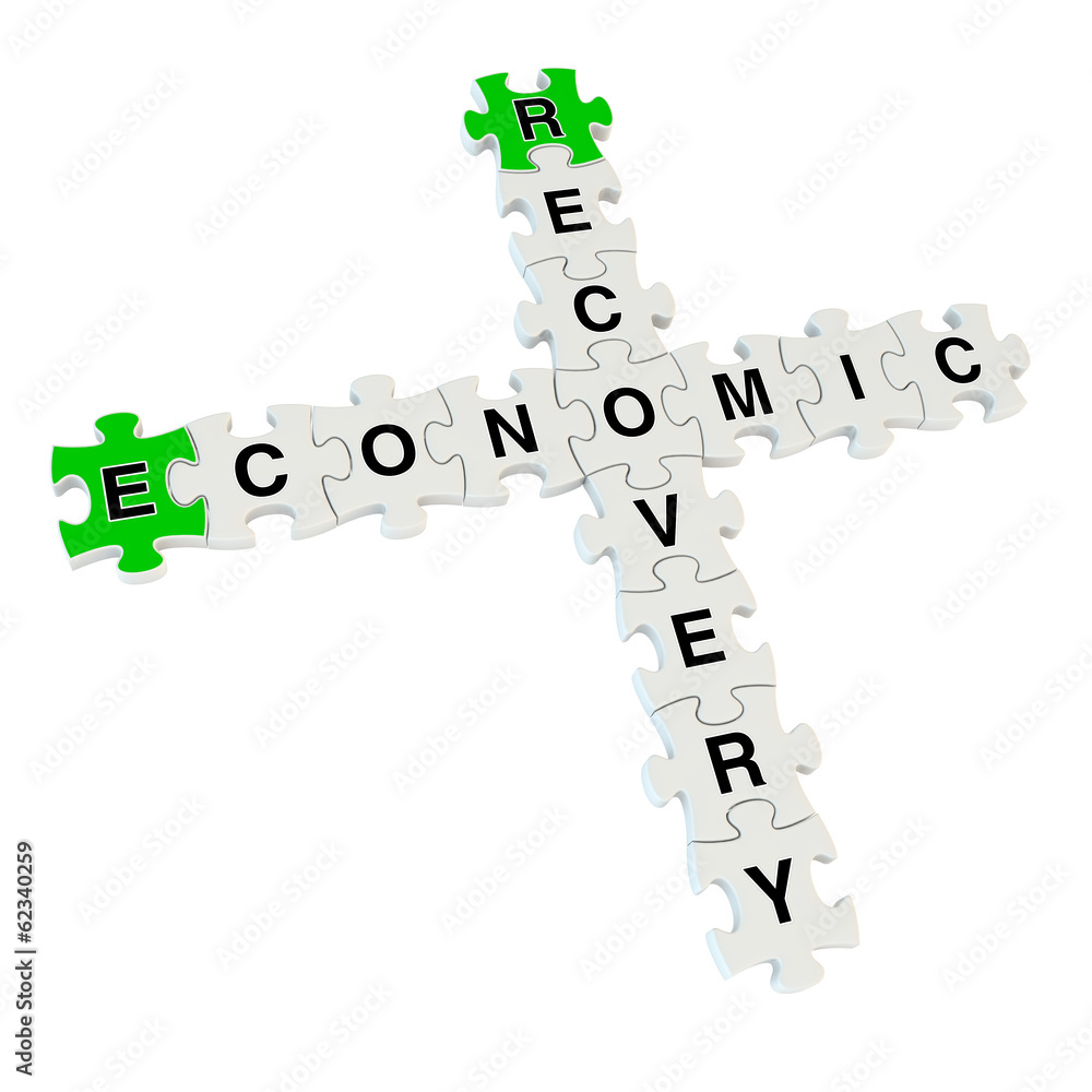 Economic recovery 3d puzzle on white background Economic recovery 3d puzzle on white background