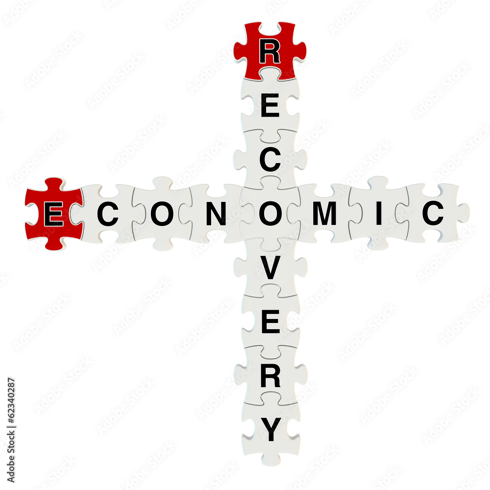 Economic recovery 3d puzzle on white background Economic recovery 3d puzzle on white background