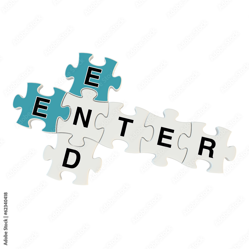 End enter 3d puzzle on white background End enter 3d puzzle on white background