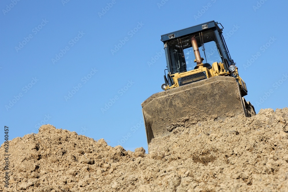 Planierraupe auf Baustelle Planierraupe auf Baustelle