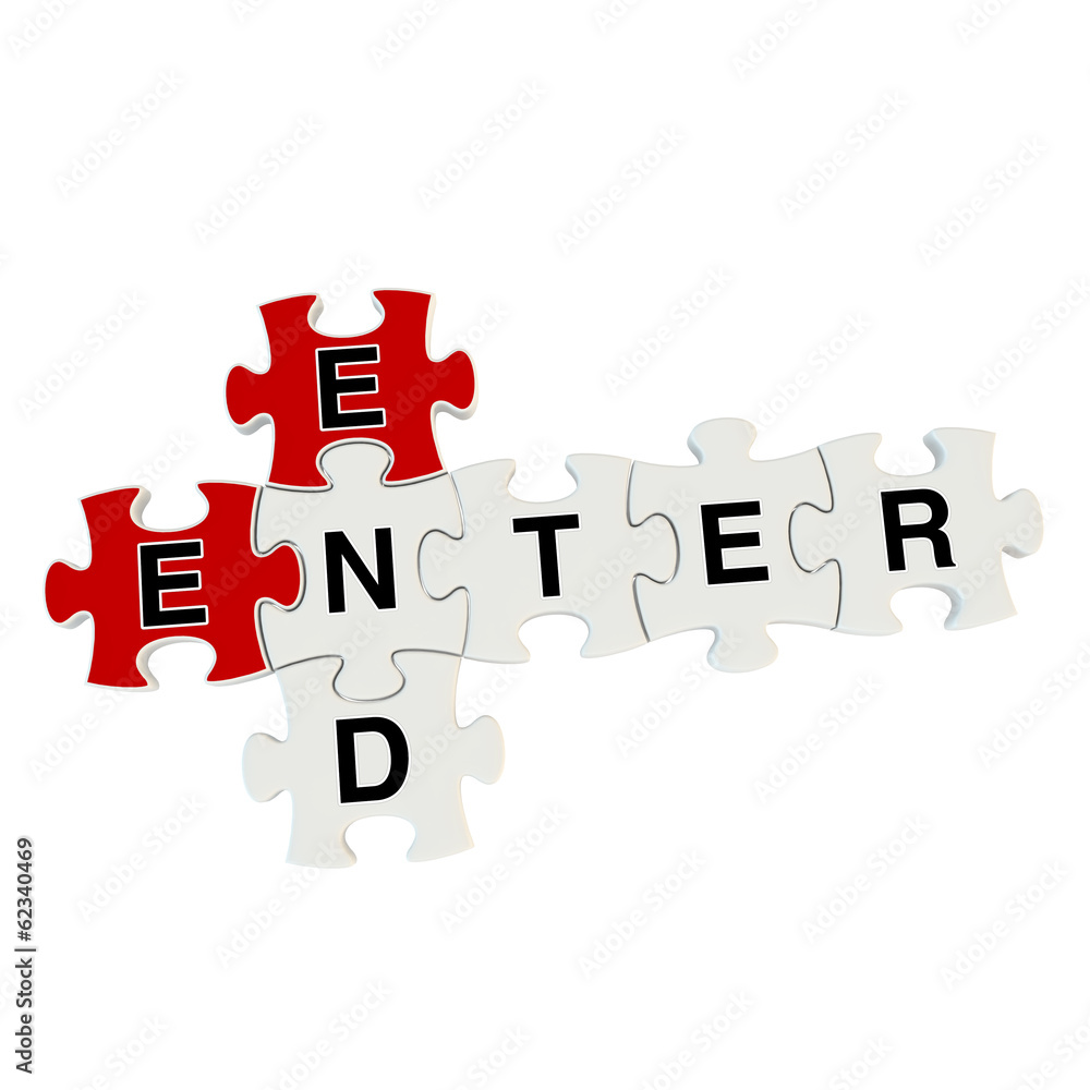 End enter 3d puzzle on white background End enter 3d puzzle on white background