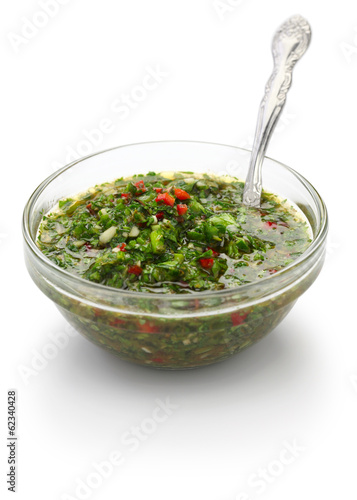 chimichurri sauce, traditional Argentine condiment photo