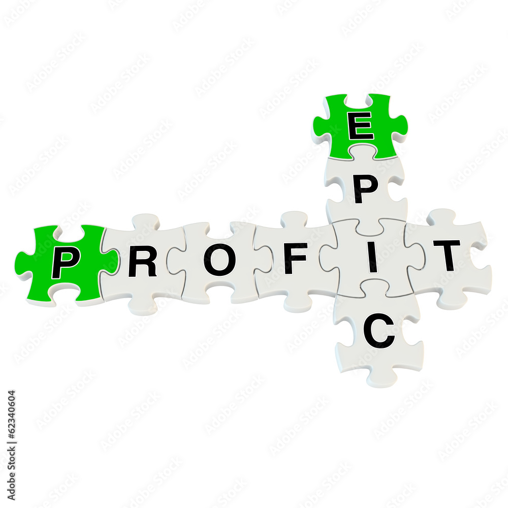 Epic profit 3d puzzle on white background Epic profit 3d puzzle on white background