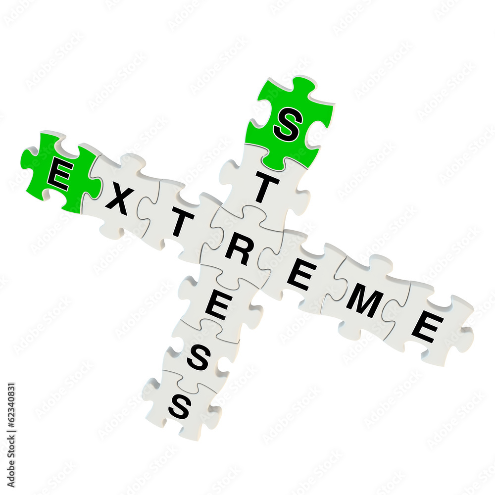 Stress extreme 3d puzzle on white background Stress extreme 3d puzzle on white background