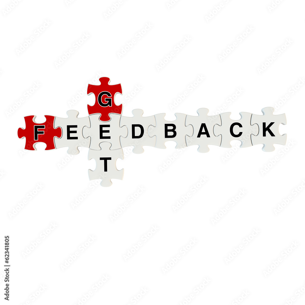 Get feedback 3d puzzle on white background Get feedback 3d puzzle on white background
