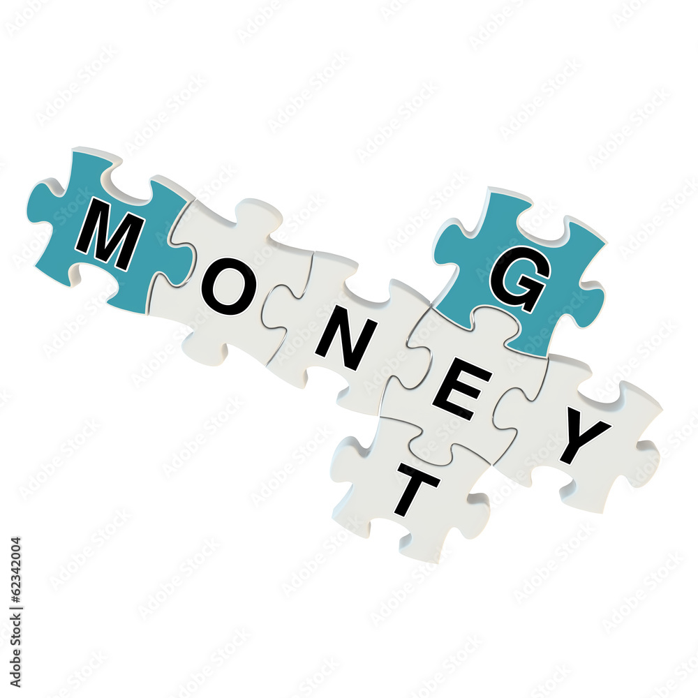 Get money 3d puzzle on white background Get money 3d puzzle on white background