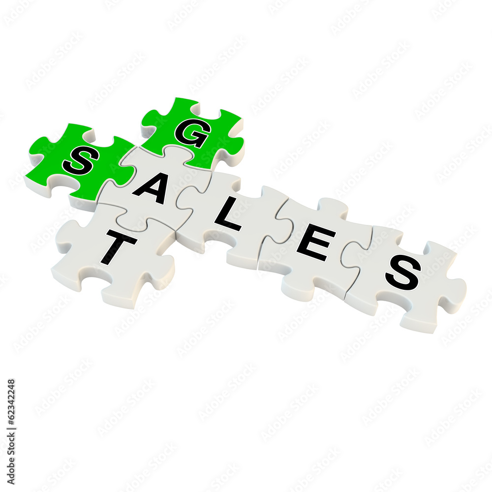 Get sales 3d puzzle on white background Get sales 3d puzzle on white background