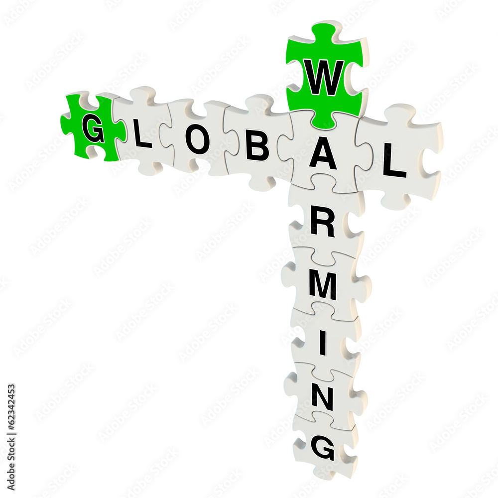 Global warming 3d puzzle on white background Global warming 3d puzzle on white background