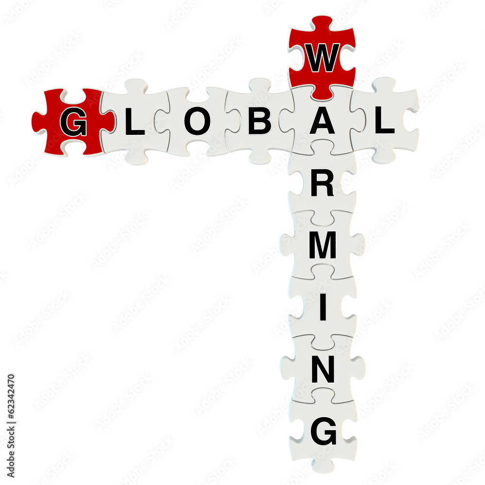 Global warming 3d puzzle on white background Global warming 3d puzzle on white background